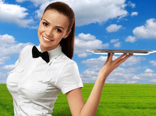 Bayan garson karşılama hostesi